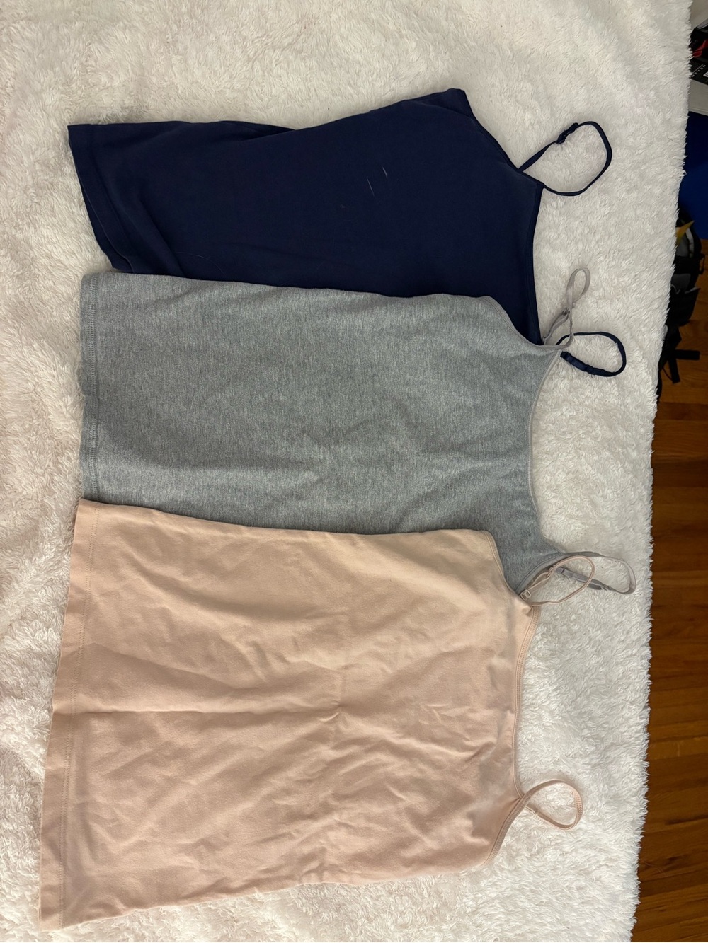3-Pack Simple Spaghetti Strap Tank Tops in Navy, Gray, Beige